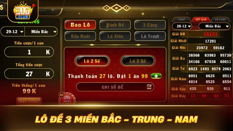 Lô đề 3 miền Bắc - Trung - Nam